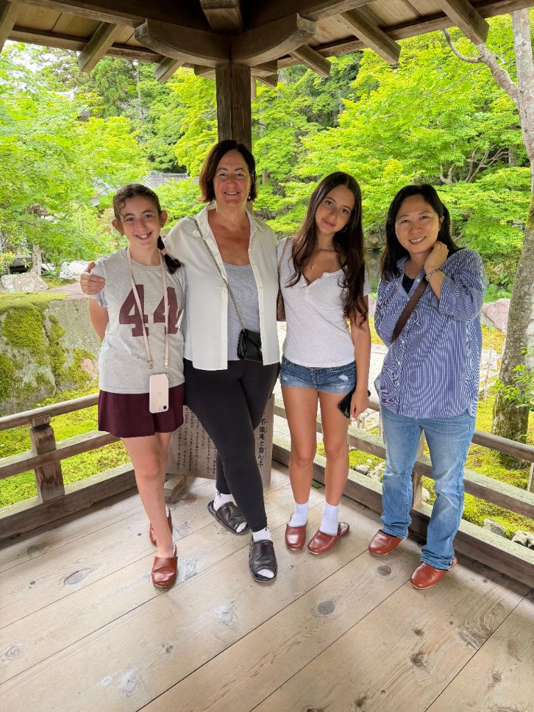 Guests with Kazue at a Kyoto temple